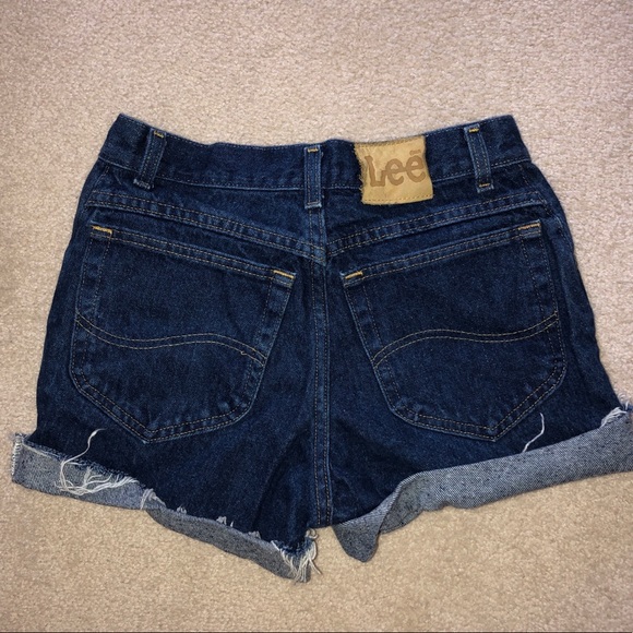 Dark Wash High Waisted Vintage Denim Shorts - Picture 2 of 3